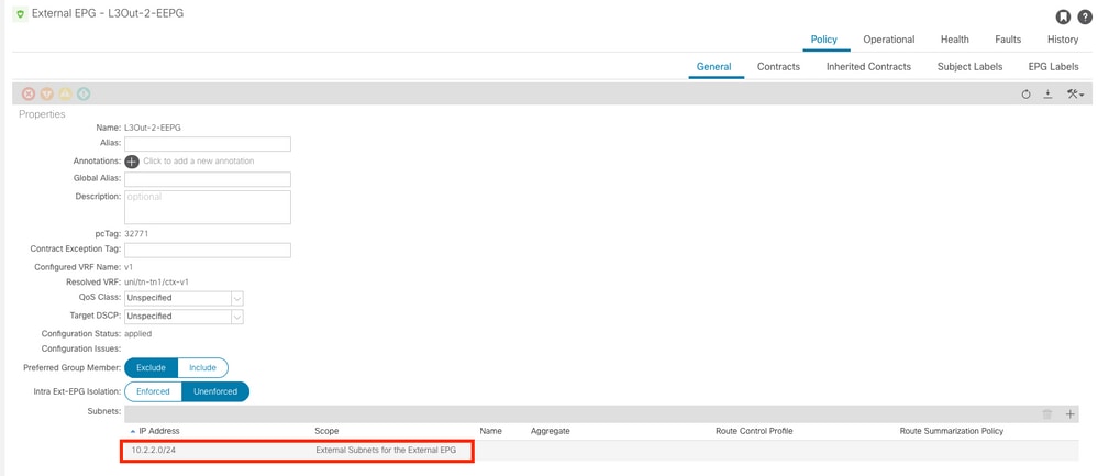 L3Out-2-EEPG with 10.2.2.0/24 Subnet