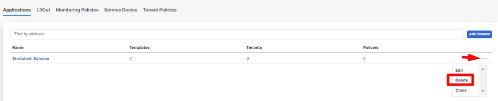 Delete empty schema associated with the template