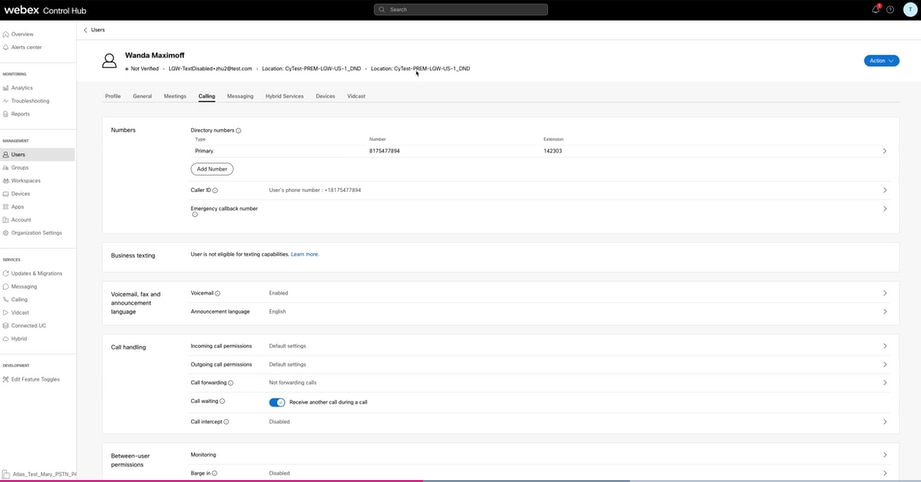 User Assigned to Location not using Cisco PSTN Provider