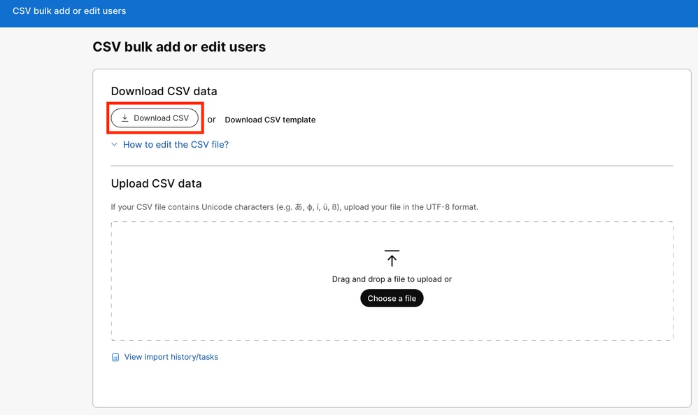 Users CSV File