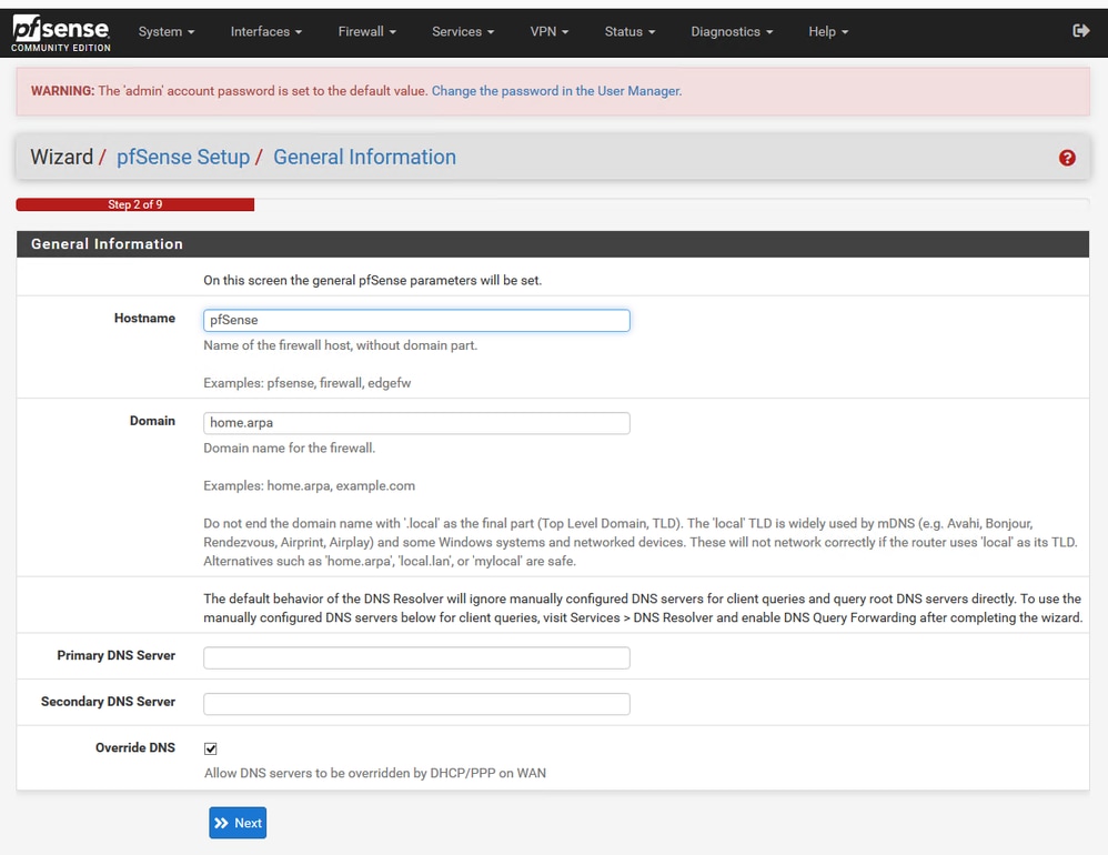 pfSense Setup Wizard - 2