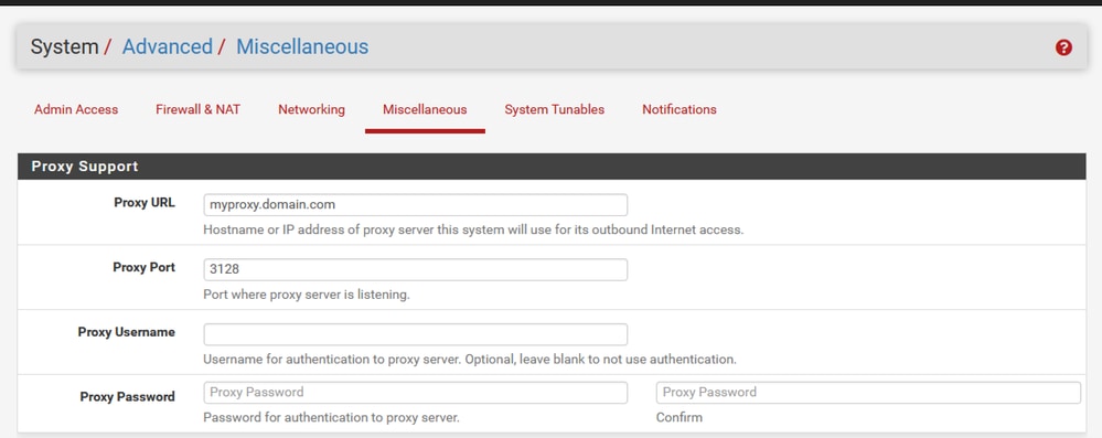 pfSense GUI - Proxy Configuration