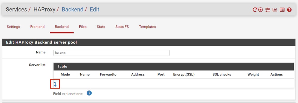 pfSense GUI - HAProxy Backend Start