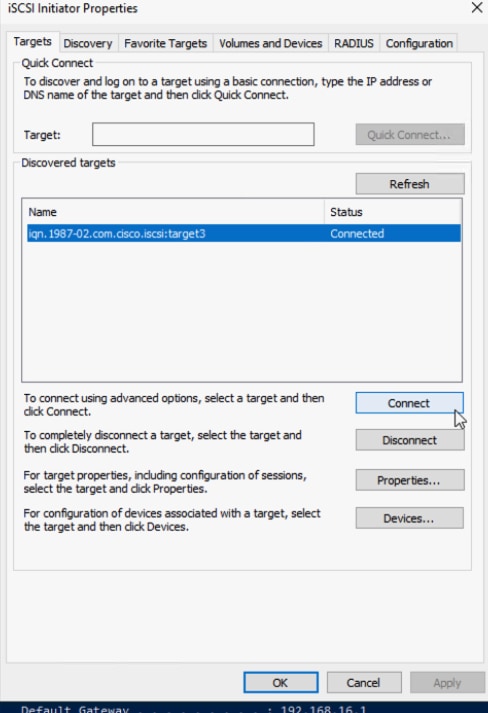 Boot from iscsi Target with MPIO - Iscsi initiator properties