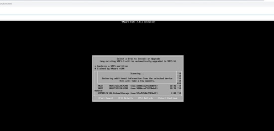 Boot from iscsi Target with MPIO - Select a disk to install esxi