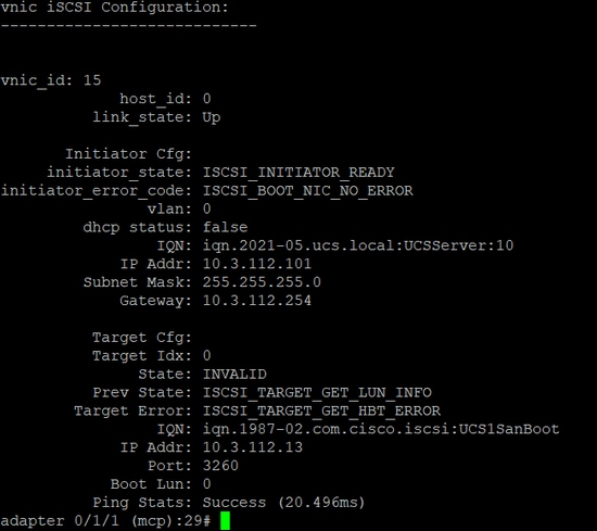 Troubleshoot isci boot on UCS - Target_get_hbt_error