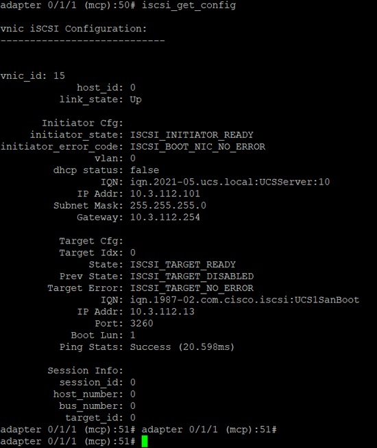 Troubleshoot isci boot on UCS - Working iscsi configuration