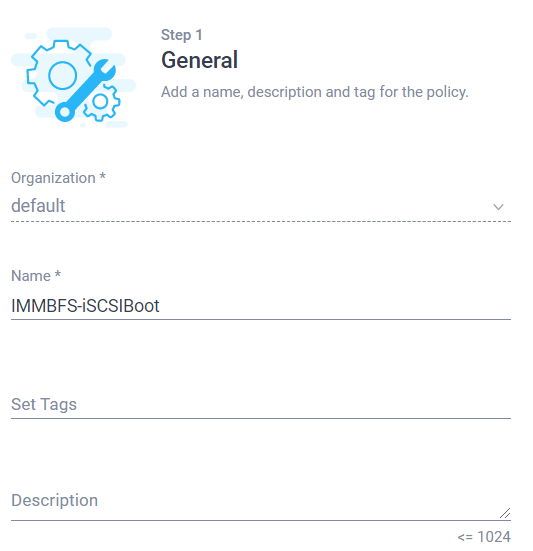 Configure IMM - Create iscsi boot policy