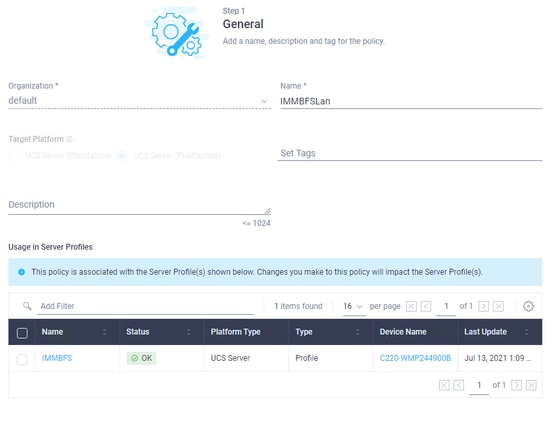 Configure IMM - Service profile