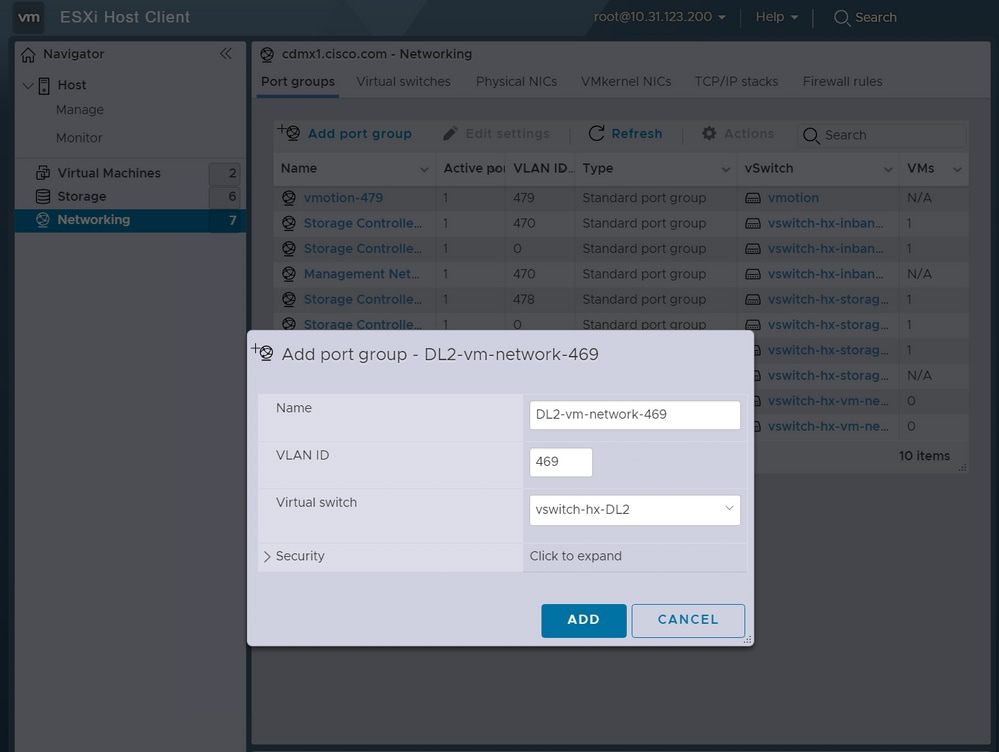 ESXi Portgroup Configuration