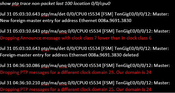 'Show ptp trace' Command Snippets