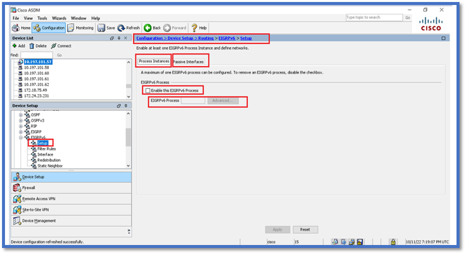 Instances de processus et interfaces passives