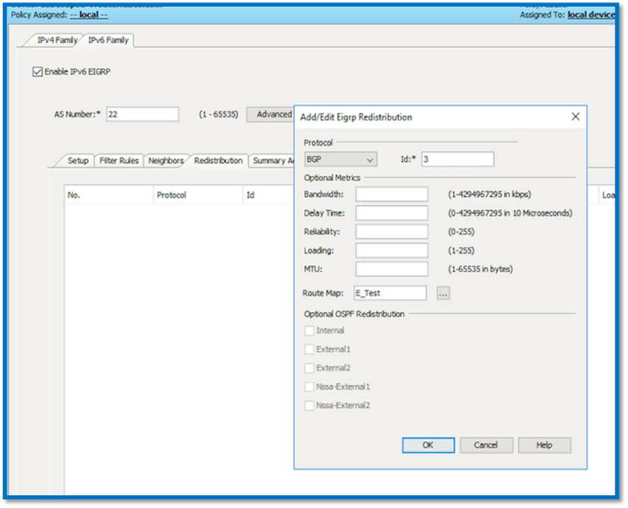 EIGRP IPv6 Neighbors选项卡