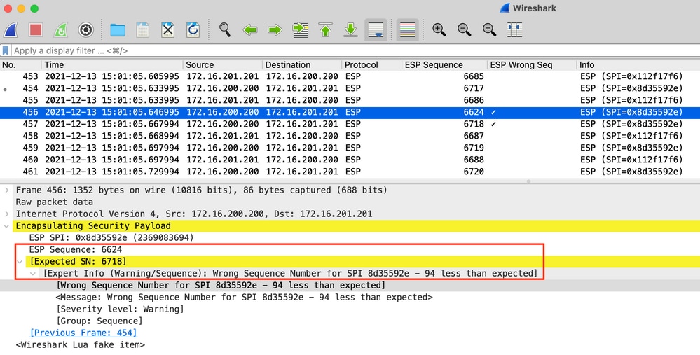 Details About Wrong Sequence Numbers on Packets