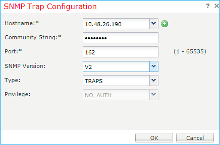 FTD SNMP – Boîte de dialogue SNMP Trap Configuration (configuration des déroutements SNMP)