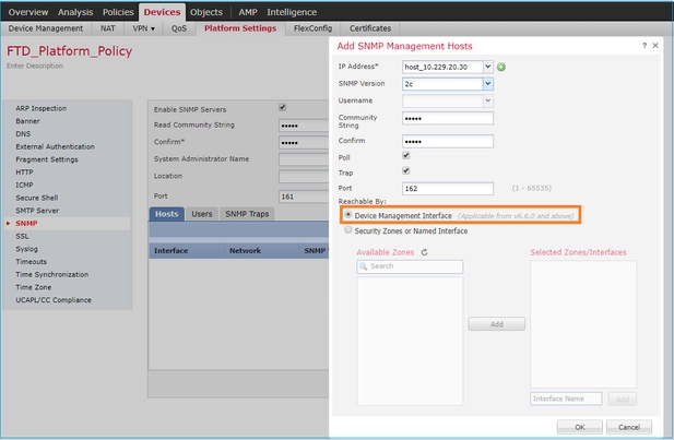 FTD SNMP – Hinzufügen von SNMP-Management-Hosts