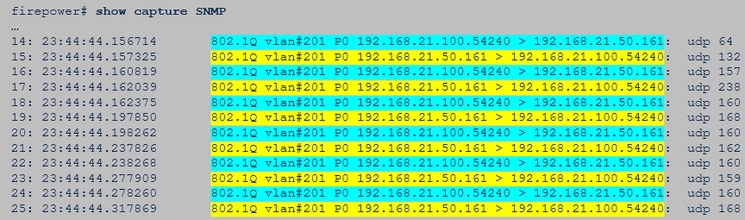 FTD SNMP – Erfassung (snmpwalk) zeigt eine Antwort für jedes Paket