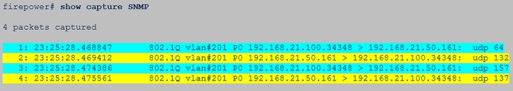 FTD SNMP – Paketerfassung zeigt viele Anfragen und eine Antwort