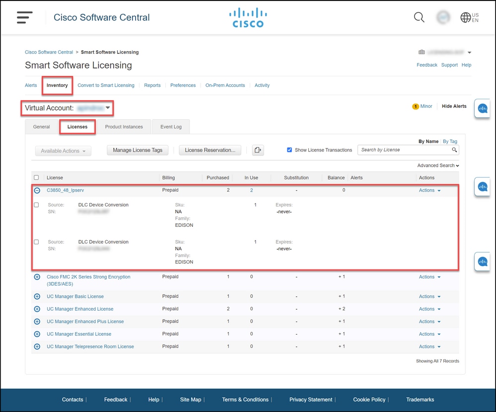 Migrating Catalyst 3850 Series from RTU to Smart Mode - Verify that the system displays converted licenses