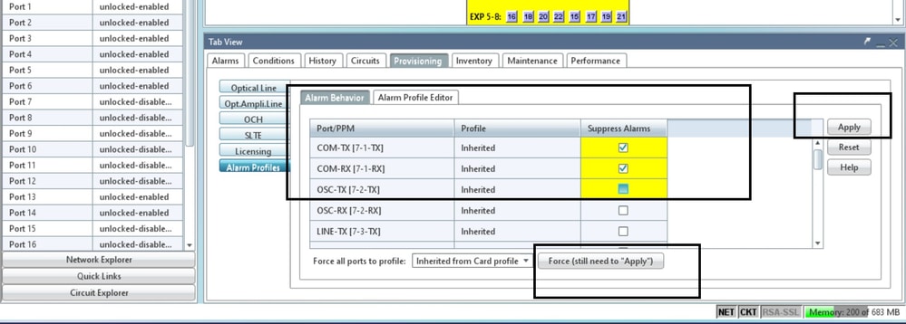 Apply Force all ports to profile