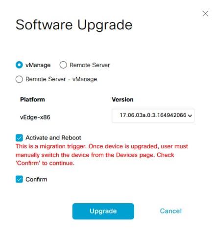 Upgrade and activation process example