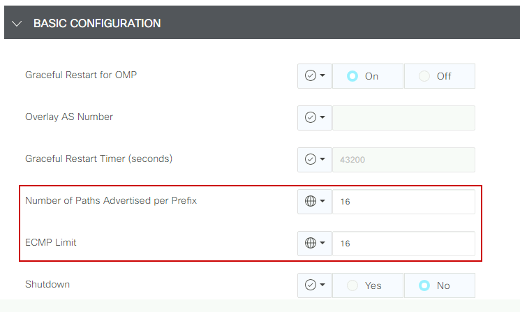 OMP - ECMP-grenswaarde