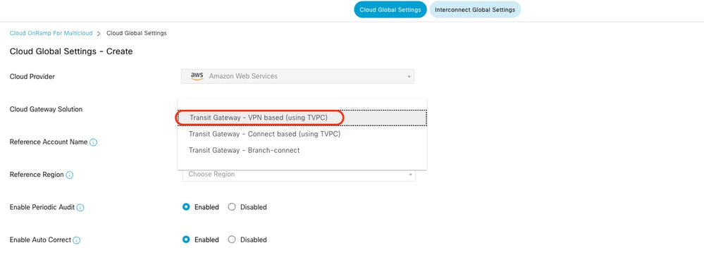 Selecteer Transit Gateway - VPN-basis (met TVPC)