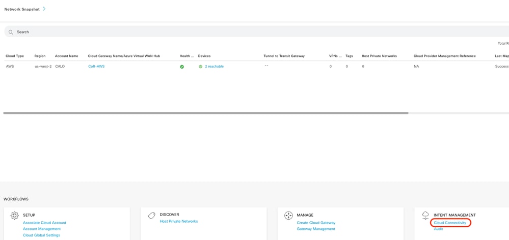 Cloud Connectivityをクリックします