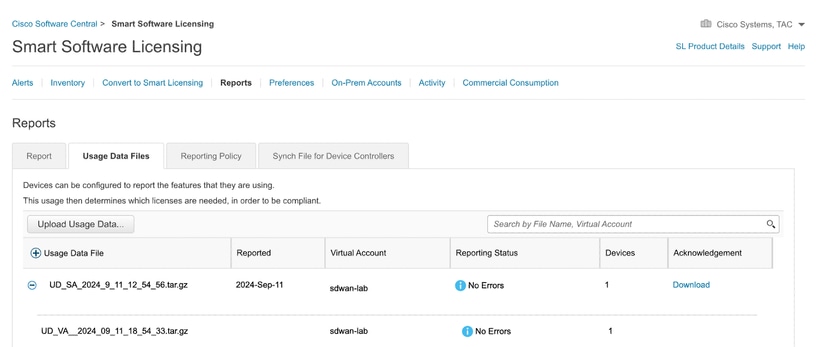 Upload usage file to CSSM