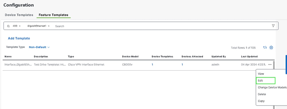 Edit Feature Templates