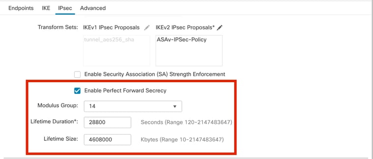 Configuración de PFS