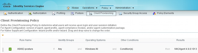 Client Provisioning Policy