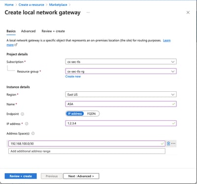 Create Local Network Gateway