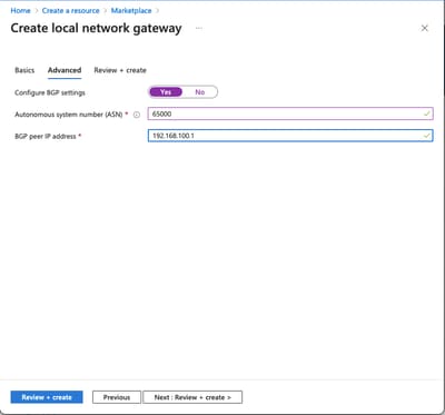 Add BGP Peer IP Address