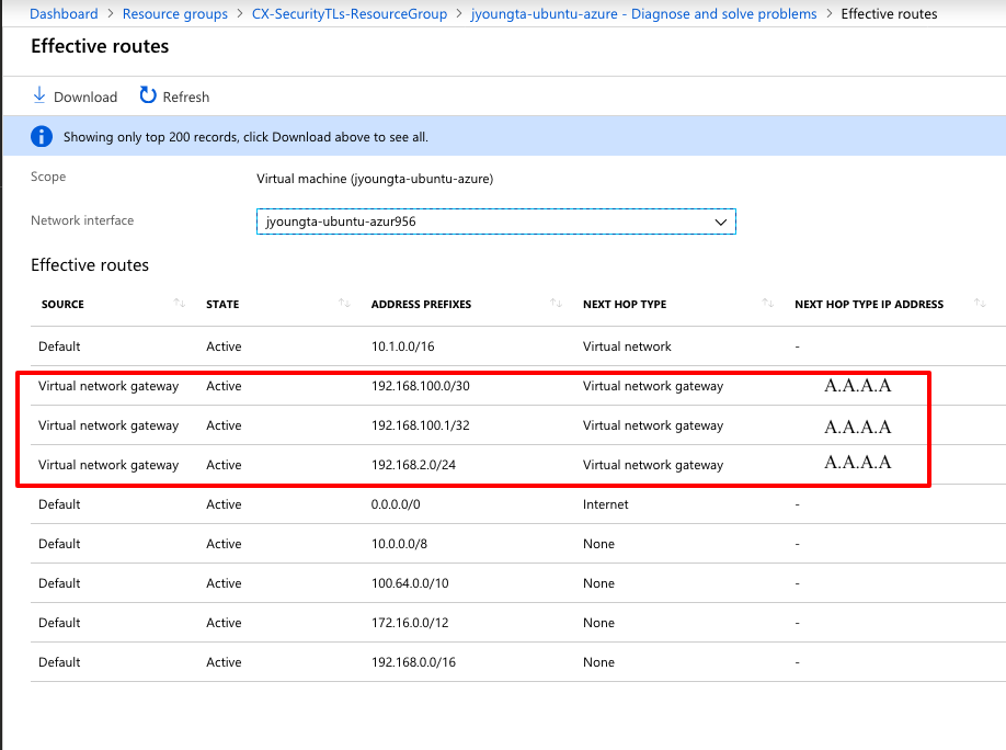 Effective Routes for    Microsoft Azure