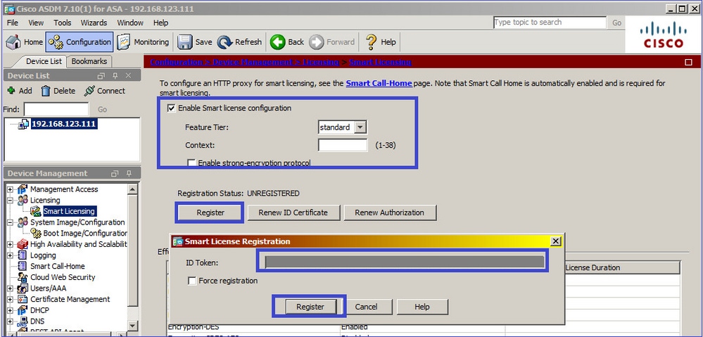 Cisco ASA Smart Licensing on FXOS - Configure Smart Licensing on Primary ASA