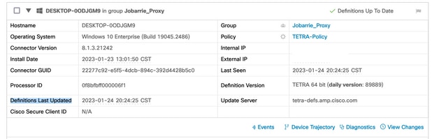 Secure Endpoint User Interface - Statics Tab