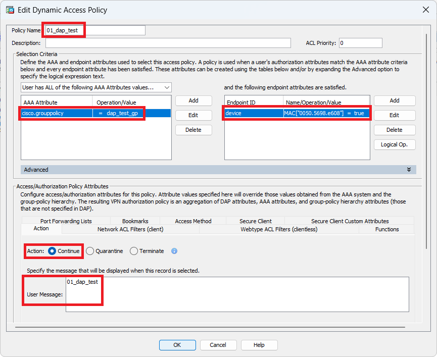 Configuration du premier DAP