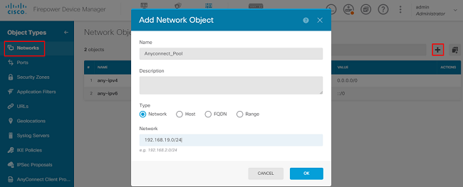 Create VPN Pool for Local Address Assignment in FDM GUI