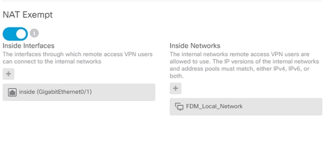 FDM GUIでのAnyConnectクライアントのNAT免除の設定