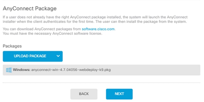 Choose AnyConnect Packages for Different Operating Systems in FDM GUI