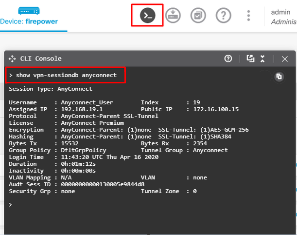 Monitor AnyConnect Users via CLI in FDM GUI