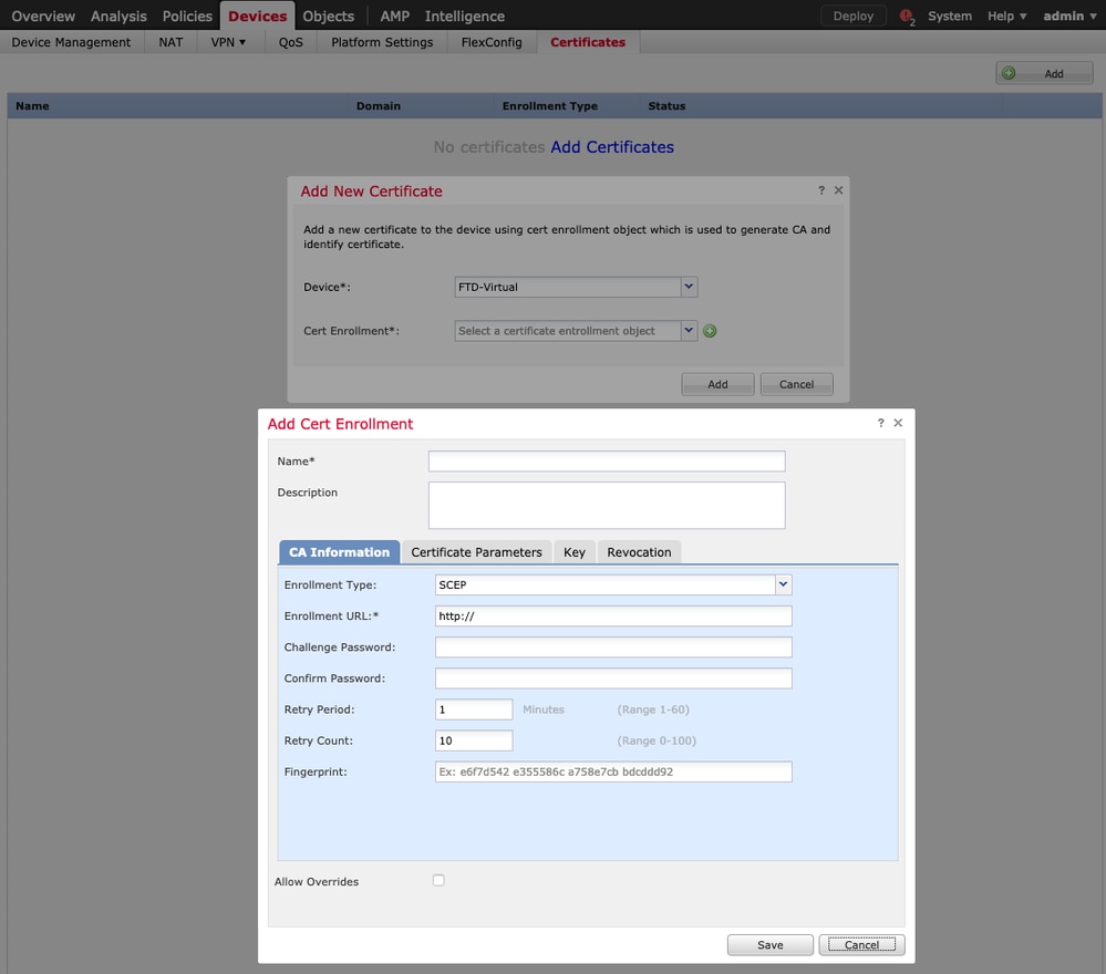 Certificate Import(인증서 가져오기) 메뉴