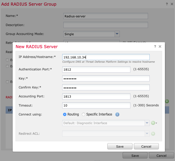 Voorbeeld van maken van RADIUS-server