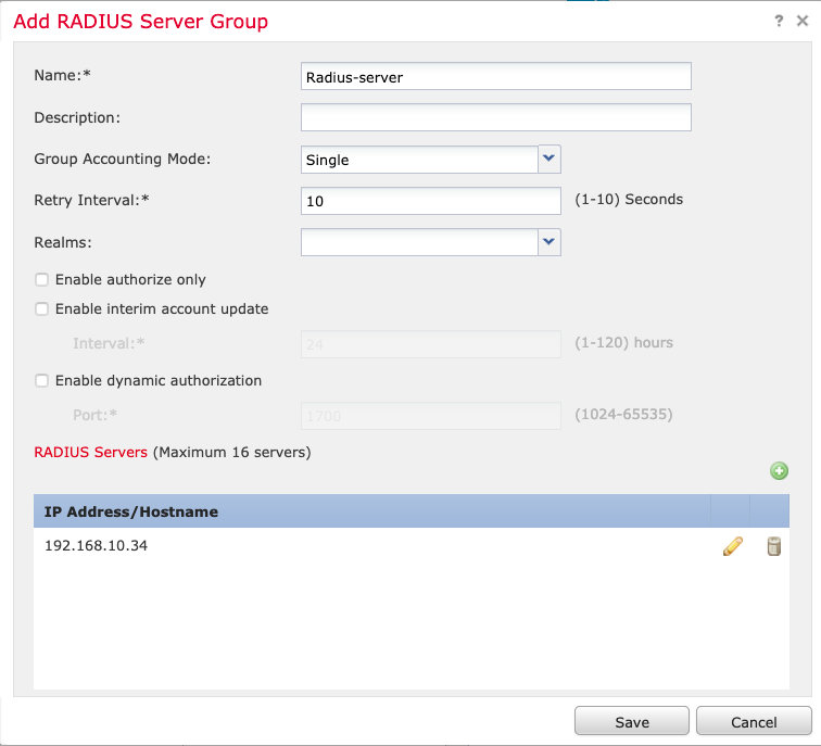 RADIUS - Geavanceerd menu