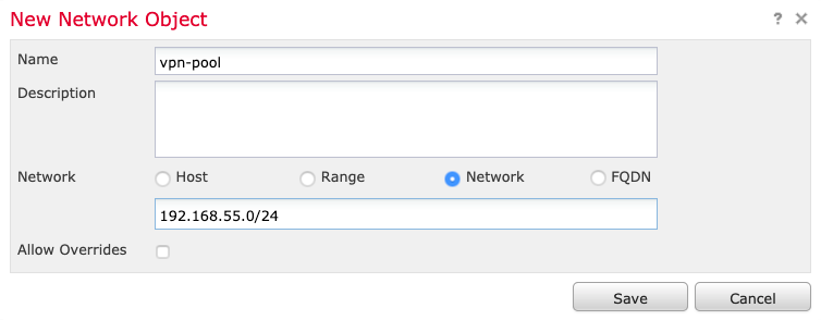 Object maken voor VPN Pool NAT-omzettingen