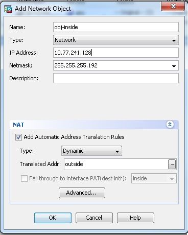 Add Network Object dialog box