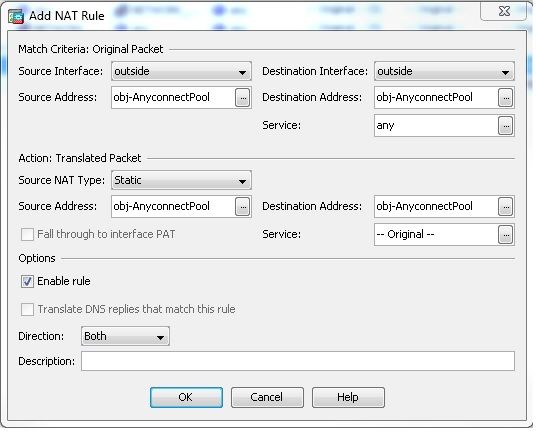 Add NAT Rule dialog box