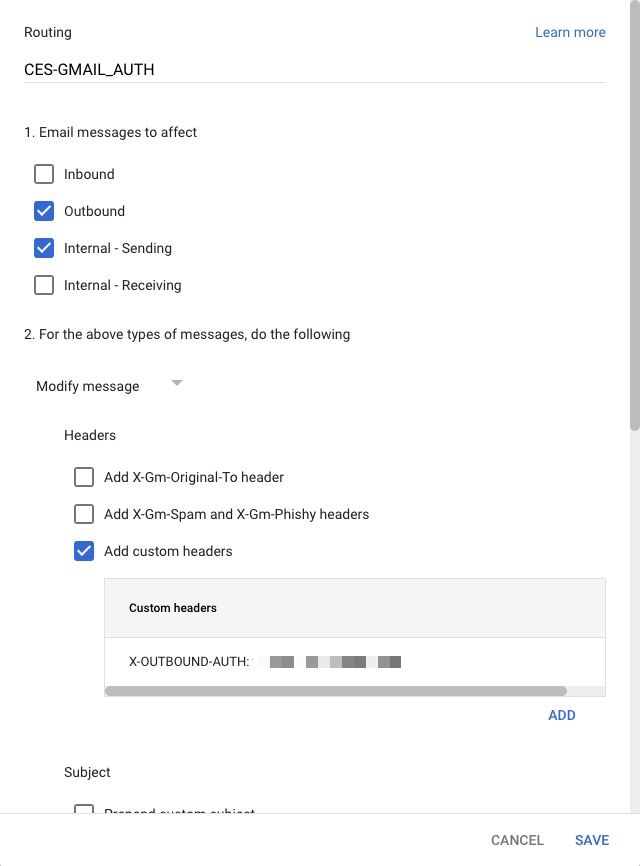 esempio di gmail-routing