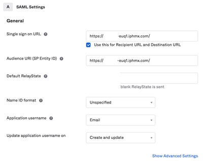 General SAML Settings